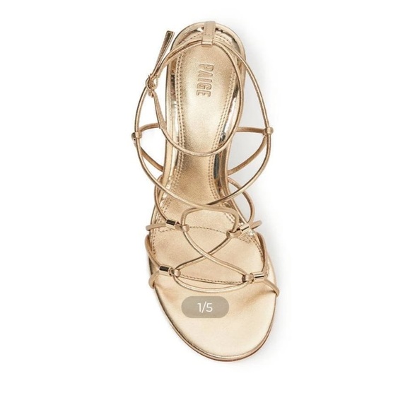 PAIGE Women's Gold Strappy Wedge Sandals - Picture 3 of 8